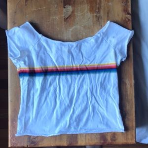 Brandy Melville wife neck rainbow tee.